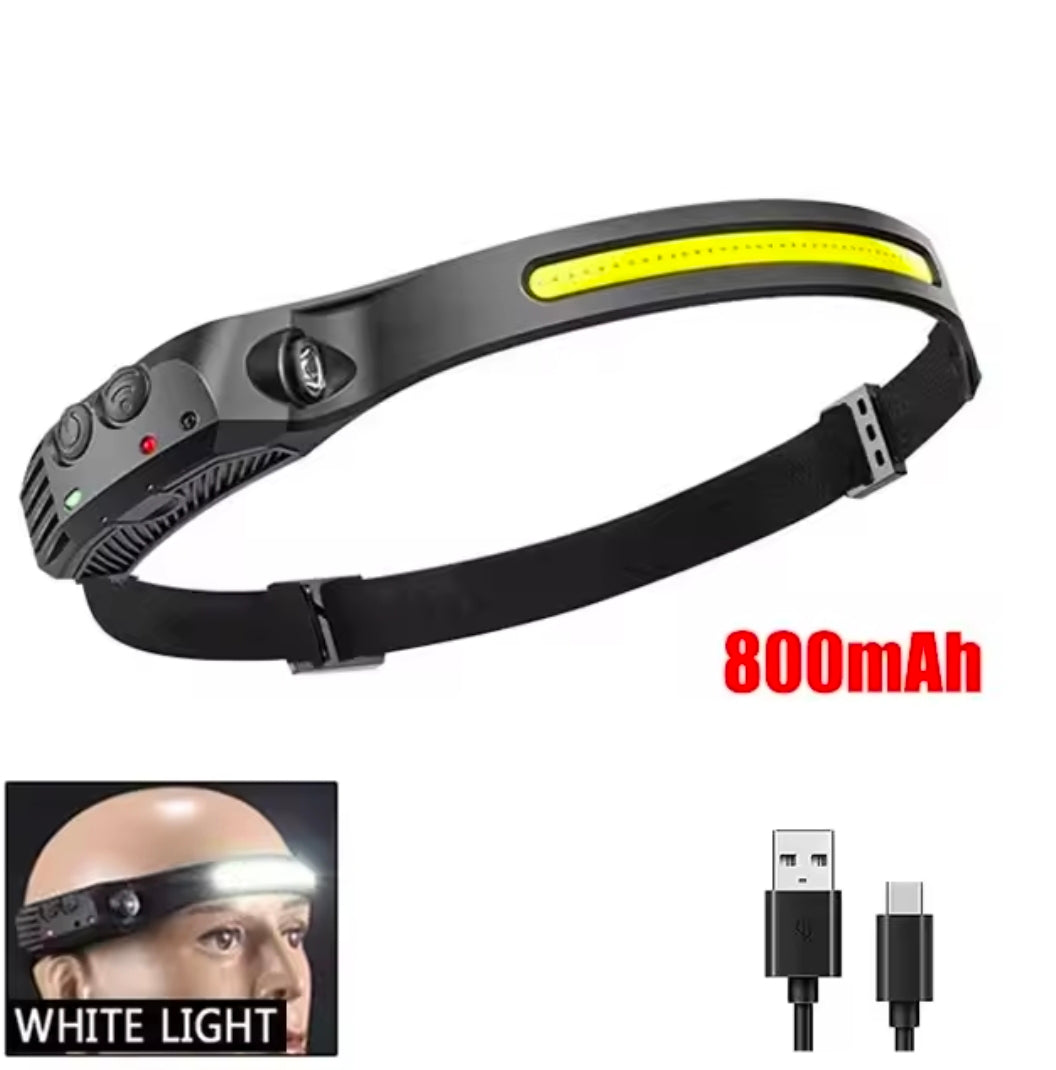 Rechargeable 230° Wide-Beam COB LED Headlamp w/ Motion Sensor (USB-C)